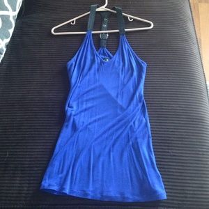 Navy tank with leather straps