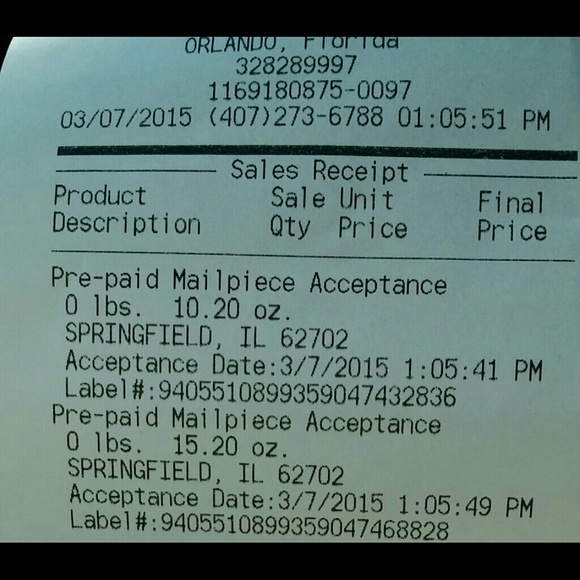 Shipping receipt