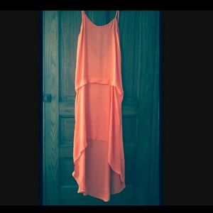 Coral/peachy flowy high low dress