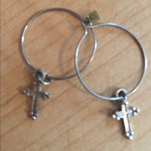 Cross hoop earrings
