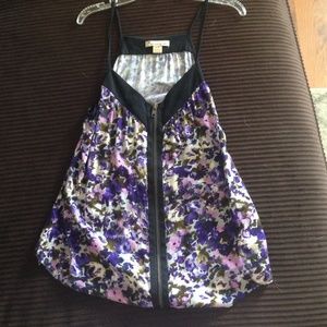Front zip floral top