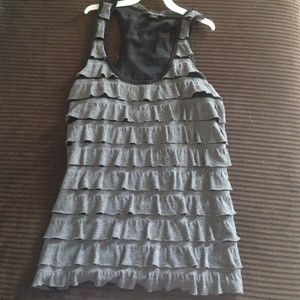 Grey and black ruffles top
