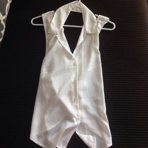 Back baring white unique sleeveless button up