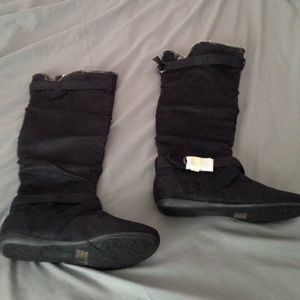 Black suede boots