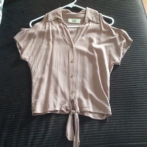 Taupe shirt sleeve button up