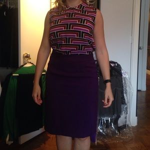 Purple skirt. Knee length