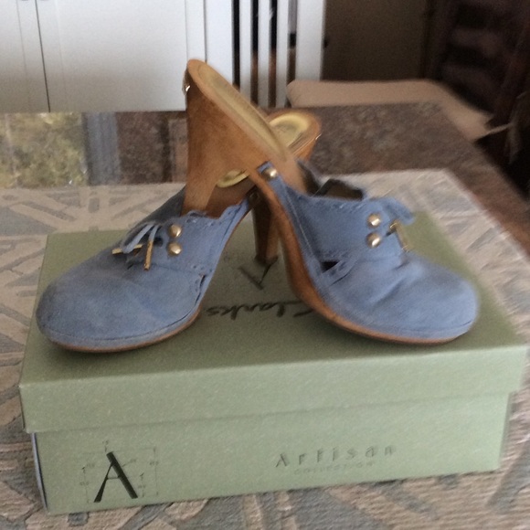 Michael Kors blue suede mules