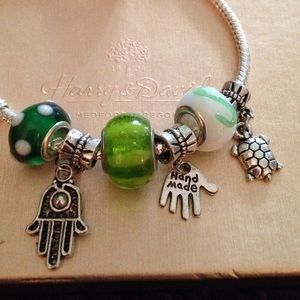 Muranno charms and oxidized silver charms