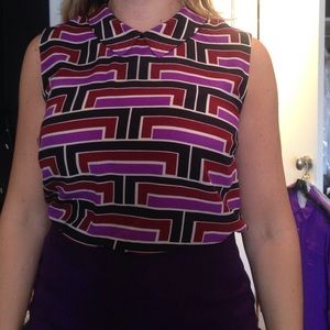 Sleeveless geometric pattern shirt