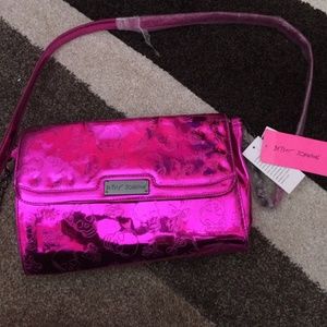 Edgy hot pink metallic Betsey Johnson purse!