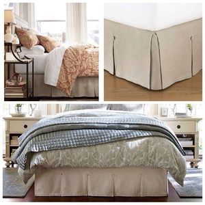 Pottery Barn linen bed skirt, queen.
