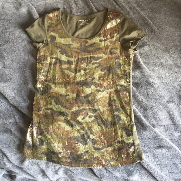 DKNY sequin embellished camouflage T-shirt