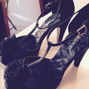 BCBGirls black rosette heels