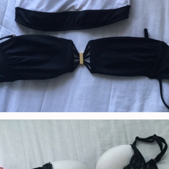 Black tube top with gold bar