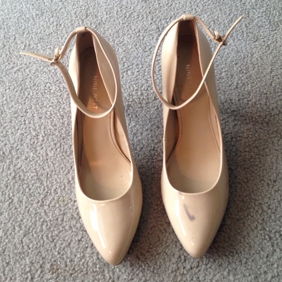Nude Nine West Heels with Ankle Straps