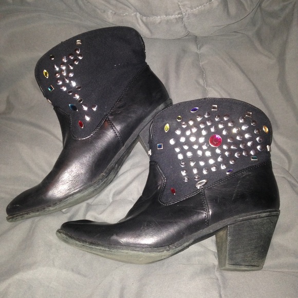 Studded and bejeweled cowboy booties.