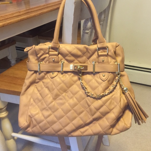 Tan faux leather handbag