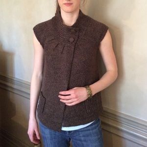 Brown Knit Sleeveless Sweater
