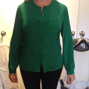 Green silk blouse