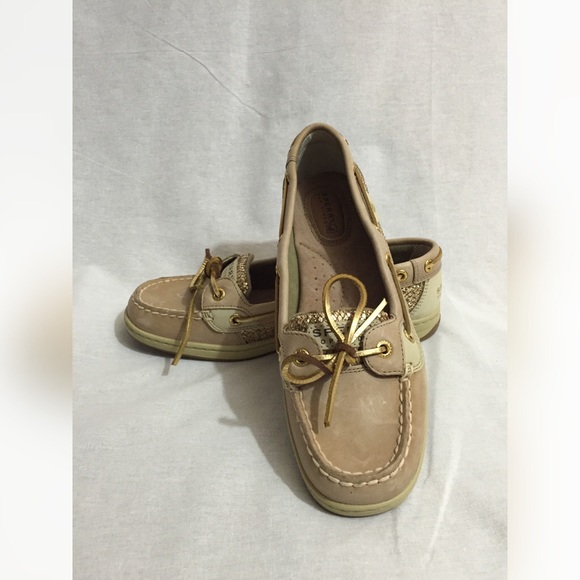 Beige and Gold Sequin Sperry Topsiders