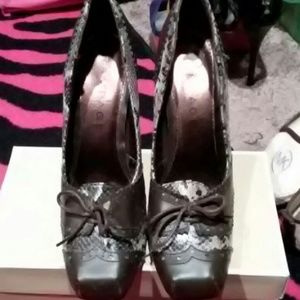 Snake print brown heels