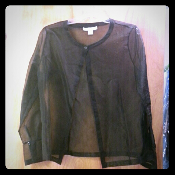 Sheer long-sleeved see through black cover up