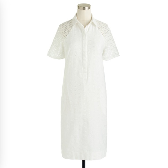 J. Crew White Eyelet Shirt Dress NWT