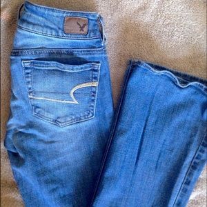 Light wash boot cut jeans