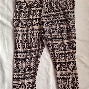 Plus Size Tan and Black Tribal Print Leggings