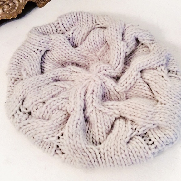 Oatmeal cream beige colored knit beanie hat