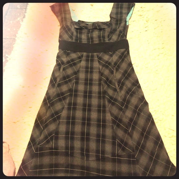 Grey wool plaid dress