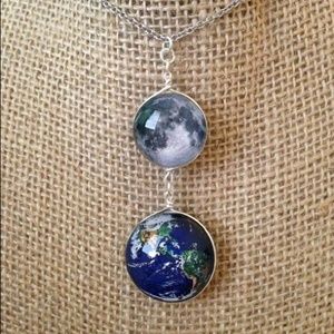 🚫 SOLD 🚫 Sterling Silver Earth & Moon Necklace