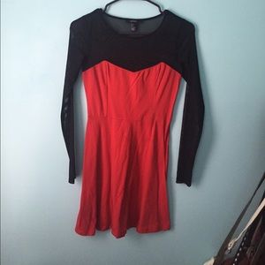Forever 21 red skater dress with mesh