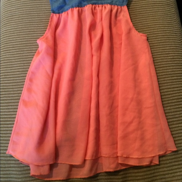 Sheer Salmon and Denim Tank Top - Picture 2 of 3