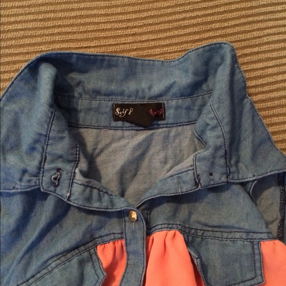 Sheer Salmon and Denim Tank Top - Picture 3 of 3