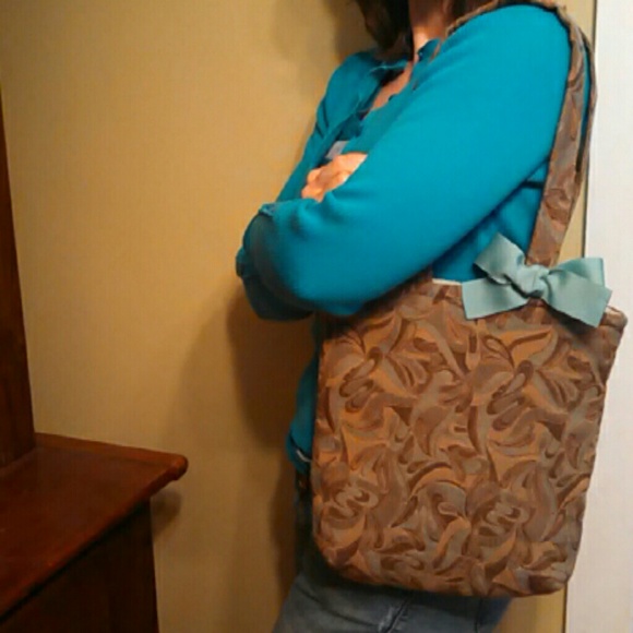 Homemade teal & brown paisley purse