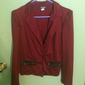Red blazer with black pockets