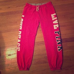 Red sweat pant.