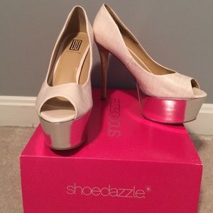 White platform heels