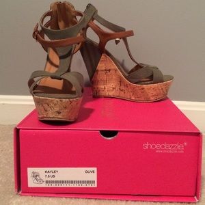 Olive w/brown platforms