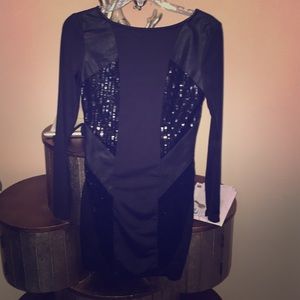 NEW* black tight leather sequence dress!