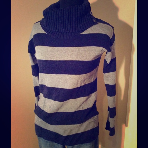 Cowl Neck Striped Sweater