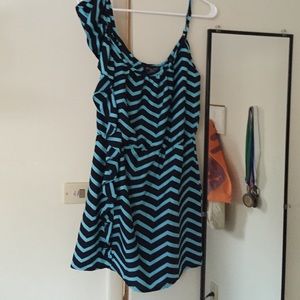Light blue and navy blue printed dress!