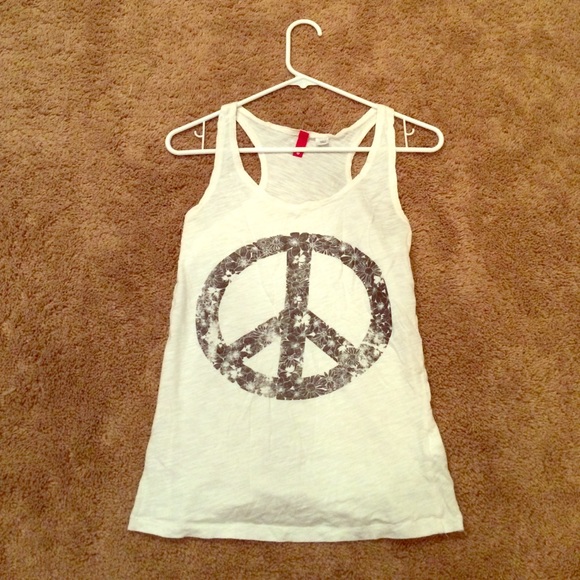 Peace sign white tank top