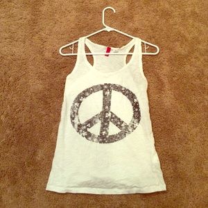 Peace sign white tank top