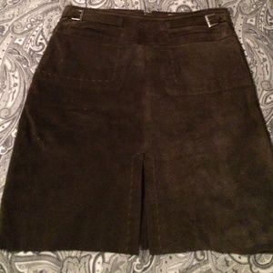 Chocolate brown detailed suede skirt