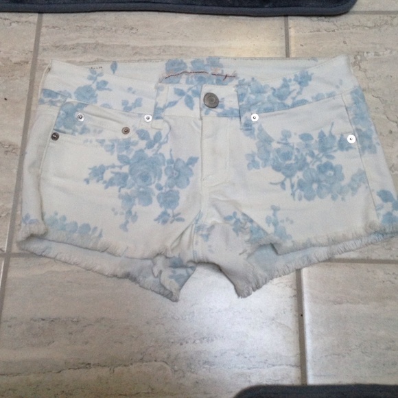 Blue and white floral shorts