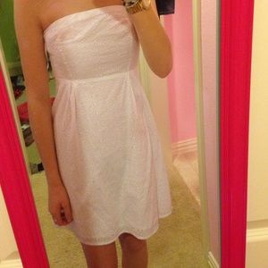 White lace strapless dress!