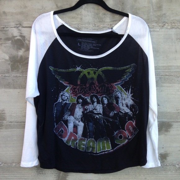 Tops - Urban Outfitters- Boxy Baseball "Aerosmith" Knit T