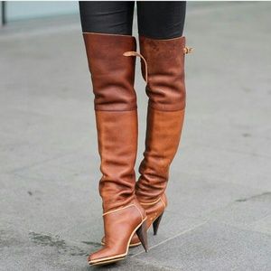 Balenciaga BLACK over the knee leather boots